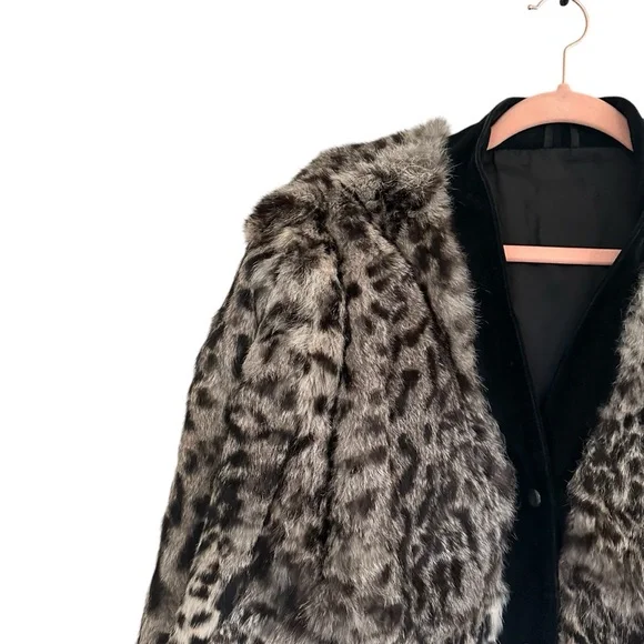 Vintage Mob Wives Boho Animal Print Oversized Authentic Fur Coat With Suede Trim